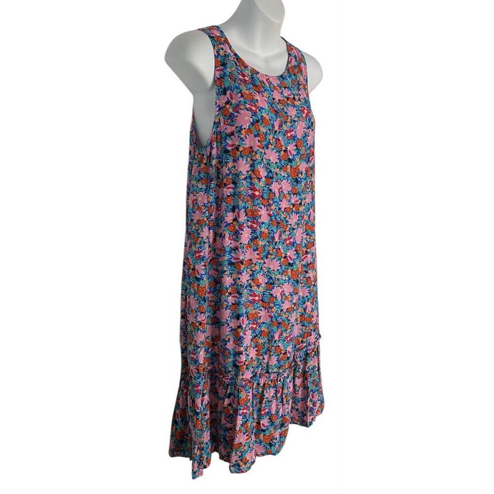 LOFT Floral Dress Daisy Tie Back Flounce Sleeveless - Picture 2 of 8